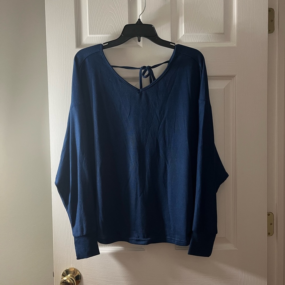 Navy blue long sleeve v neck sweater